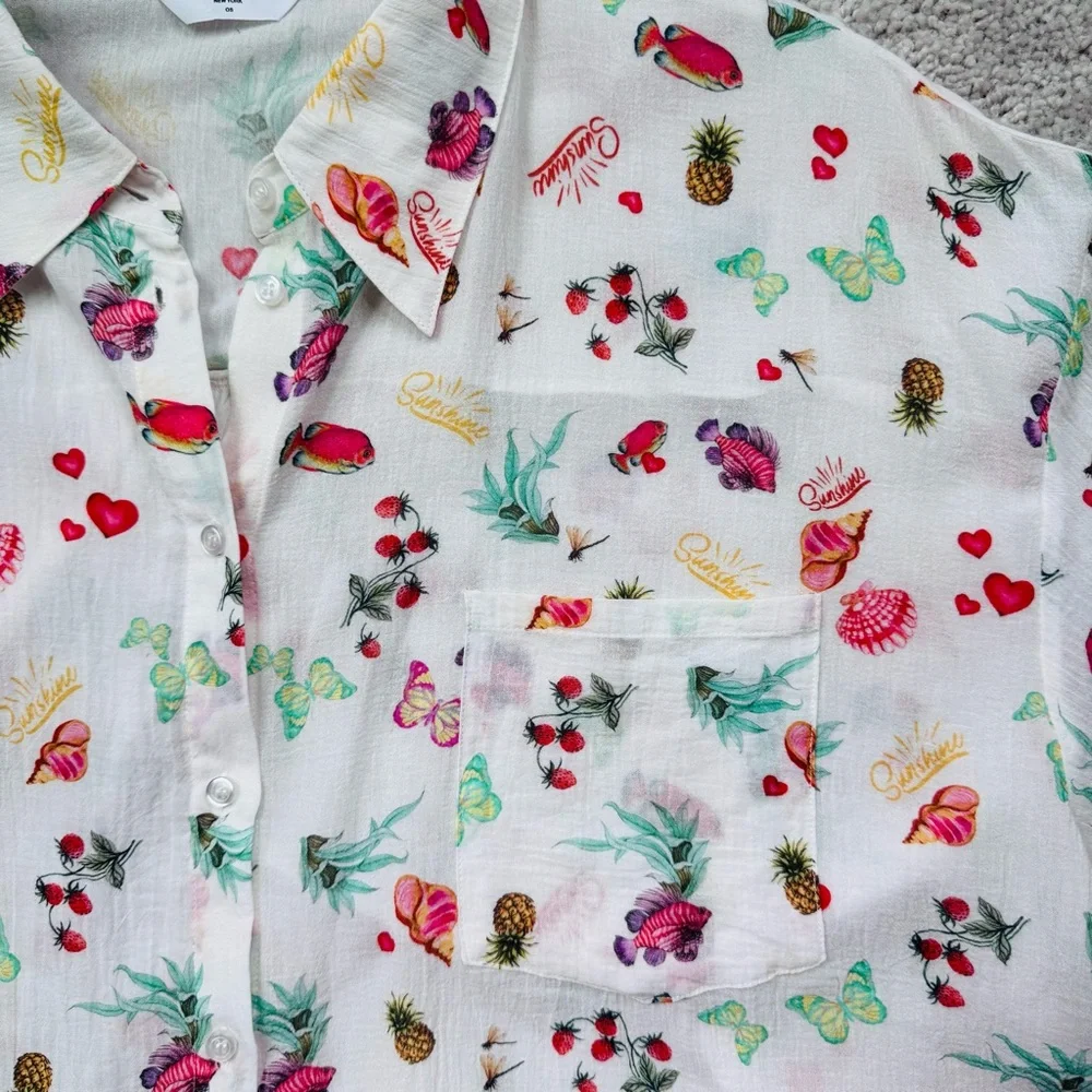 Amanda Uprichard Brio Cover Up Top & Shorts Set Fruit Salad Print Size M/L - Picture 3 of 10